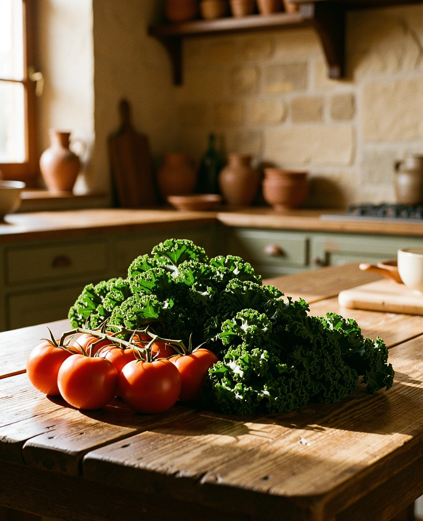 Seasonal Tuscan ingredients in the morning light
