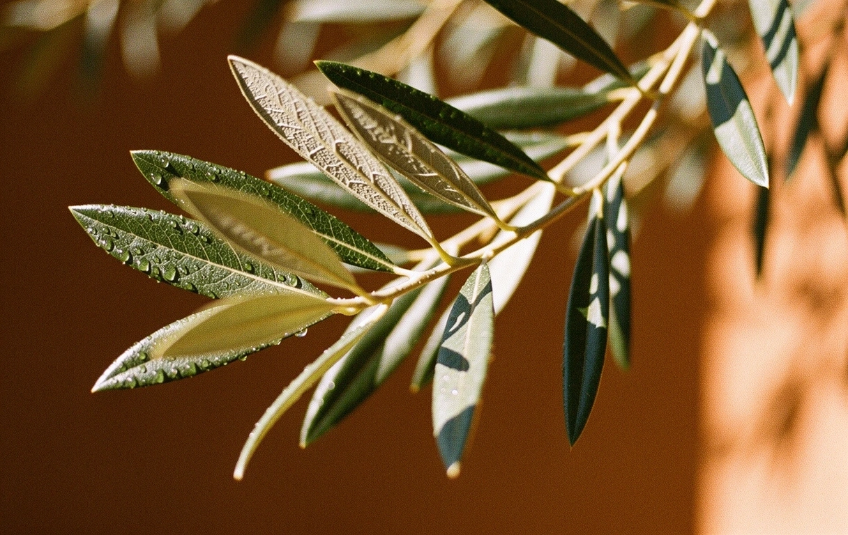 Detailed texture of olive leaves